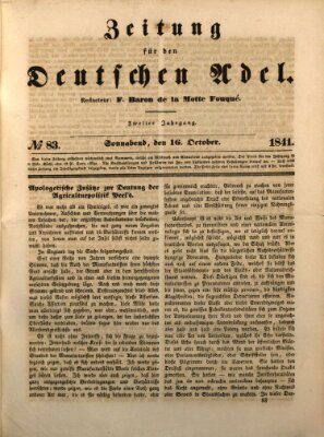Zeitung für den deutschen Adel Samstag 16. Oktober 1841