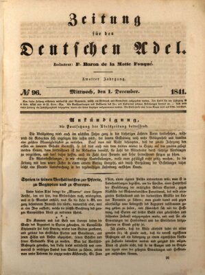 Zeitung für den deutschen Adel Mittwoch 1. Dezember 1841