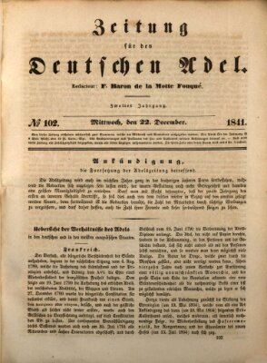 Zeitung für den deutschen Adel Mittwoch 22. Dezember 1841