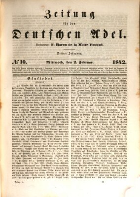 Zeitung für den deutschen Adel Mittwoch 2. Februar 1842