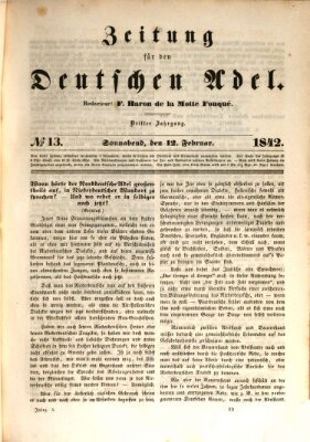 Zeitung für den deutschen Adel Samstag 12. Februar 1842