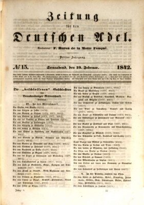 Zeitung für den deutschen Adel Samstag 19. Februar 1842