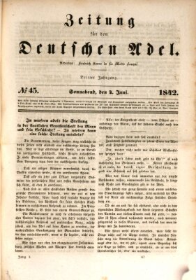 Zeitung für den deutschen Adel Samstag 4. Juni 1842