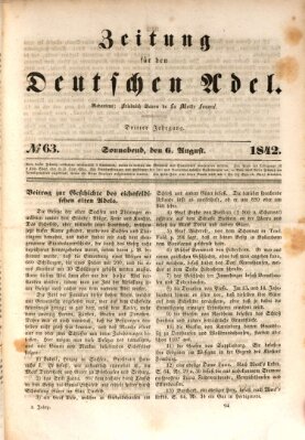 Zeitung für den deutschen Adel Samstag 6. August 1842