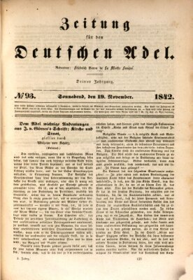 Zeitung für den deutschen Adel Samstag 19. November 1842