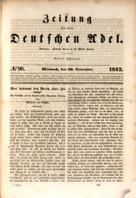 Zeitung für den deutschen Adel Mittwoch 30. November 1842