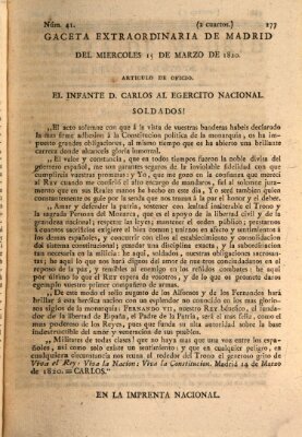 Gaceta de Madrid Mittwoch 15. März 1820