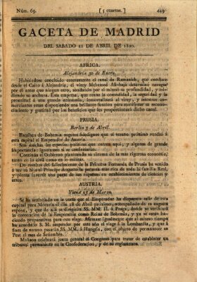 Gaceta de Madrid Samstag 22. April 1820
