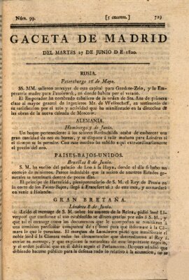 Gaceta de Madrid Dienstag 27. Juni 1820