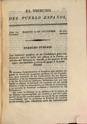 El Tribuno del pueblo español Dienstag 15. Dezember 1812