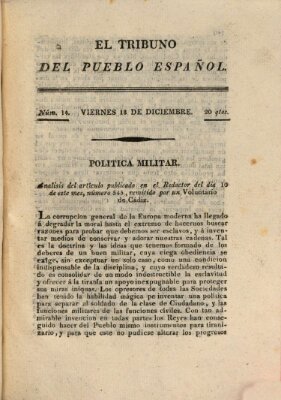 El Tribuno del pueblo español Freitag 18. Dezember 1812