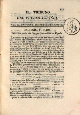 El Tribuno del pueblo español Dienstag 21. September 1813