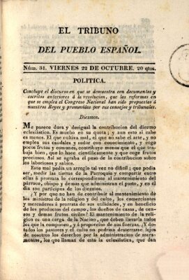 El Tribuno del pueblo español Freitag 22. Oktober 1813
