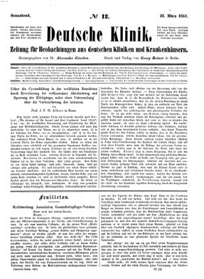 Deutsche Klinik Samstag 22. März 1851