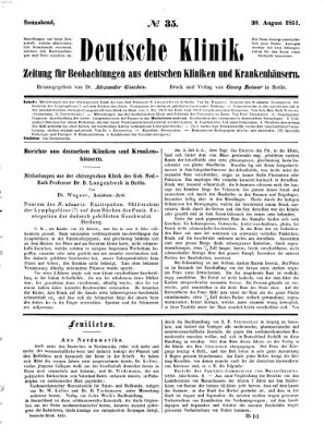 Deutsche Klinik Samstag 30. August 1851