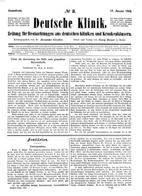Deutsche Klinik Samstag 17. Januar 1852