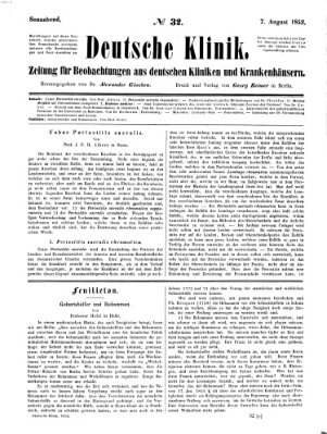 Deutsche Klinik Samstag 7. August 1852