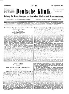 Deutsche Klinik Samstag 11. September 1852