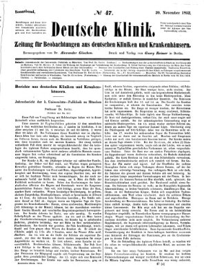 Deutsche Klinik Samstag 20. November 1852