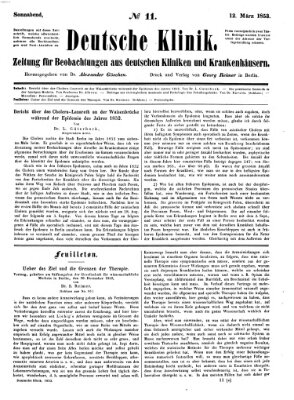 Deutsche Klinik Samstag 12. März 1853