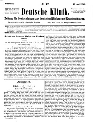 Deutsche Klinik Samstag 23. April 1853