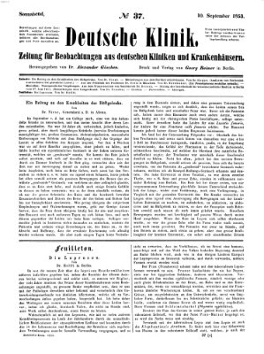Deutsche Klinik Samstag 10. September 1853
