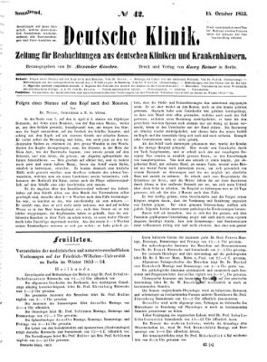 Deutsche Klinik Samstag 15. Oktober 1853