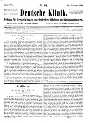 Deutsche Klinik Samstag 12. November 1853