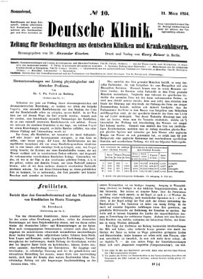 Deutsche Klinik Samstag 11. März 1854