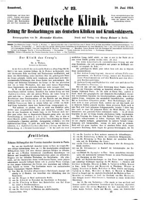 Deutsche Klinik Samstag 10. Juni 1854