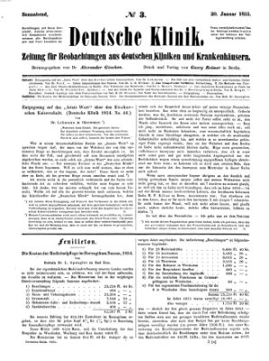 Deutsche Klinik Samstag 20. Januar 1855