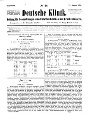 Deutsche Klinik Samstag 11. August 1855