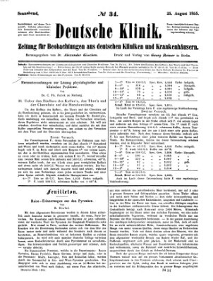 Deutsche Klinik Samstag 25. August 1855