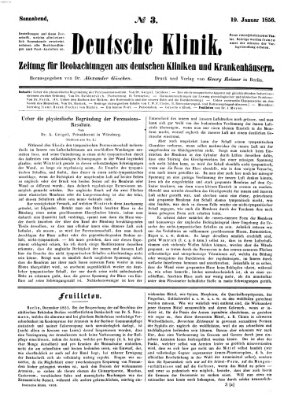 Deutsche Klinik Samstag 19. Januar 1856