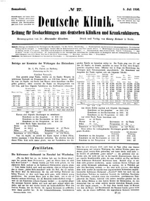 Deutsche Klinik Samstag 5. Juli 1856