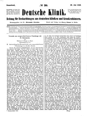Deutsche Klinik Samstag 26. Juli 1856