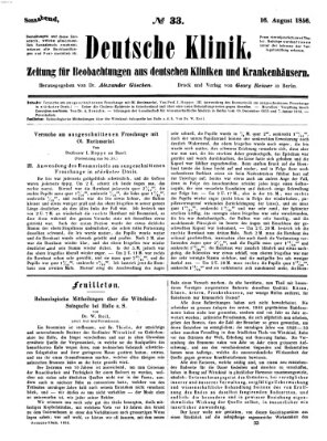 Deutsche Klinik Samstag 16. August 1856