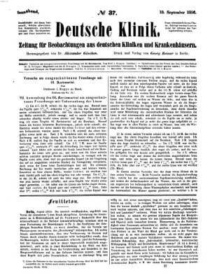 Deutsche Klinik Samstag 13. September 1856