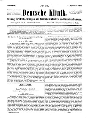 Deutsche Klinik Samstag 27. September 1856