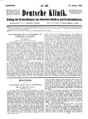 Deutsche Klinik Samstag 25. Oktober 1856