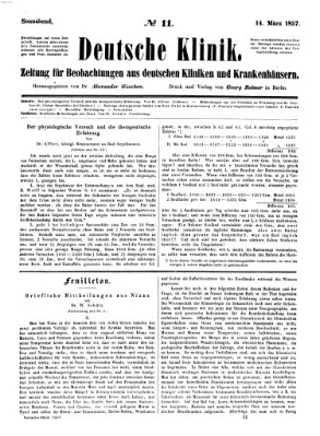 Deutsche Klinik Samstag 14. März 1857