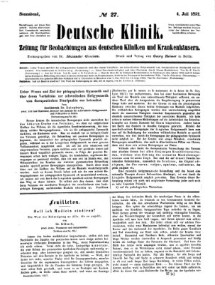Deutsche Klinik Samstag 4. Juli 1857