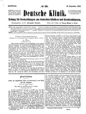 Deutsche Klinik Samstag 19. September 1857