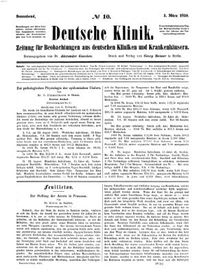 Deutsche Klinik Samstag 5. März 1859
