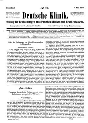 Deutsche Klinik Samstag 7. Mai 1859