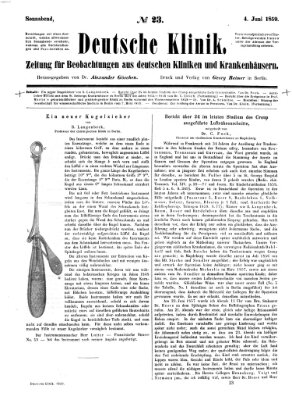 Deutsche Klinik Samstag 4. Juni 1859