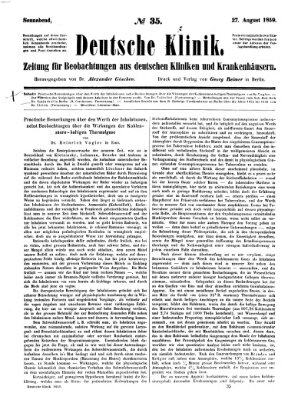 Deutsche Klinik Samstag 27. August 1859
