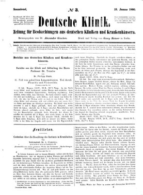Deutsche Klinik Samstag 21. Januar 1860
