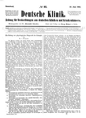 Deutsche Klinik Samstag 23. Juni 1860