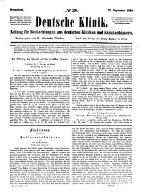 Deutsche Klinik Samstag 22. September 1860